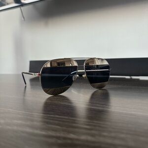 Dior Aviator Sunglasses with Silver Frame and Black Lenses